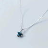S925 Sterling Silver Blue Crystal Star Pendant Necklace For Women Light Luxury Inlaid Five Point Star Clavicle Chain