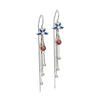 S925 Sterling Silver Blue Lotus Flower Drop Earrings For Women With Long Tassel Light Luxury Retro Style