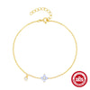 S925 Sterling Silver Blue Opal Fourleaf Clover Bracelet With Diamondstudded And Electroplated Design Niche Minimalist Style For Women