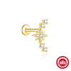 S925 Sterling Silver Blue Pine Single Layer Stacked Smiley Geometric Design Electroplated Piercing Earrings Ear Cuffs For Women