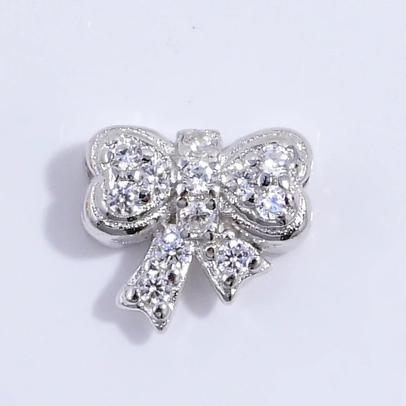 S925 Sterling Silver Bow Beaded Zirconia Jewelry Accessories For Bracelet And Necklace