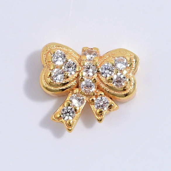 S925 Sterling Silver Bow Beaded Zirconia Jewelry Accessories For Bracelet And Necklace