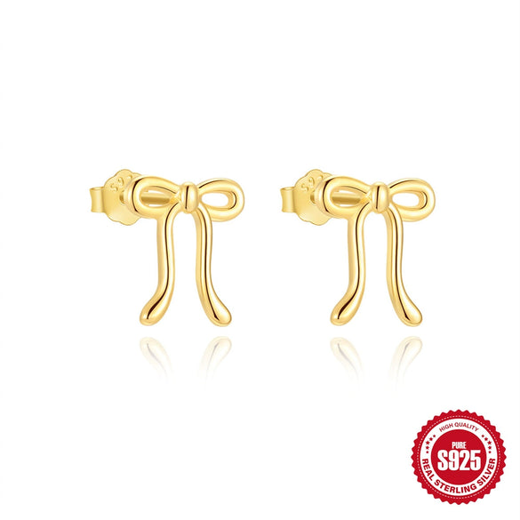 S925 Sterling Silver Bow Bracelet And Earrings Set With Electroplating Simple And Elegant For Women And Unisex
