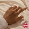 S925 Sterling Silver Bow Inlaid Zircon Adjustable Chain Opening Finger Ring With Geometric Design And Electroplating Treatment