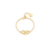 S925 Sterling Silver Bow Inlaid Zircon Adjustable Chain Opening Finger Ring With Geometric Design And Electroplating Treatment