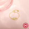 S925 Sterling Silver Bow Inlaid Zircon Adjustable Chain Opening Finger Ring With Geometric Design And Electroplating Treatment