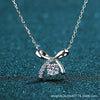 S925 Sterling Silver Bow Necklace With Fourclaw Moissanite Simulated Diamond Electroplated