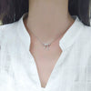 S925 Sterling Silver Bow Pendant Necklace With Mixed Gem Accent Cross Chain Electroplated Clavicle Chain For Women