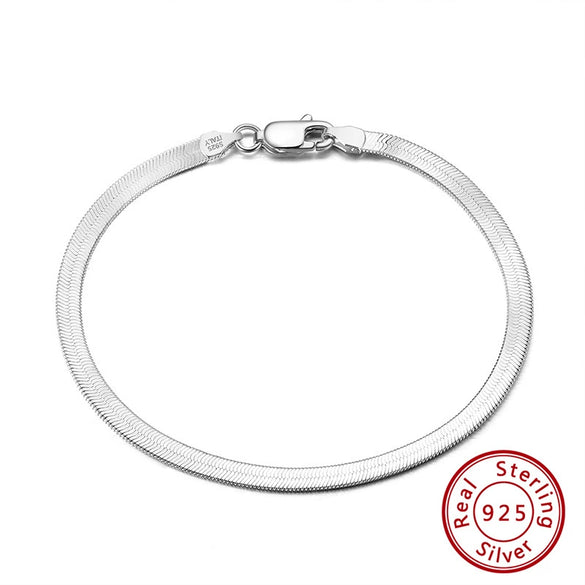 S925 Sterling Silver Bracelet Blade Flat Snake Bone Geometric Ins Trendy Cold Style Electroplated Unisex