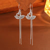 S925 Sterling Silver Brushed Double Swan Long Tassel Earrings Light Luxury Animal Design Fashion Earrings