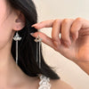 S925 Sterling Silver Brushed Double Swan Long Tassel Earrings Light Luxury Animal Design Fashion Earrings