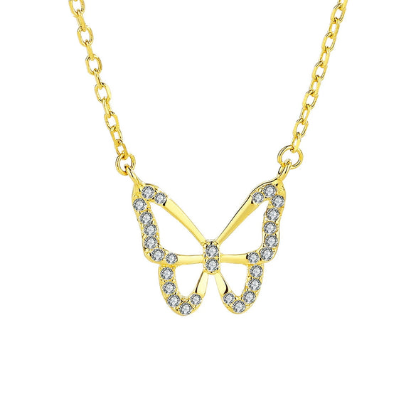 S925 Sterling Silver Butterfly Clavicle Necklace With Geometric Animal Style Pendant Fashion Jewelry