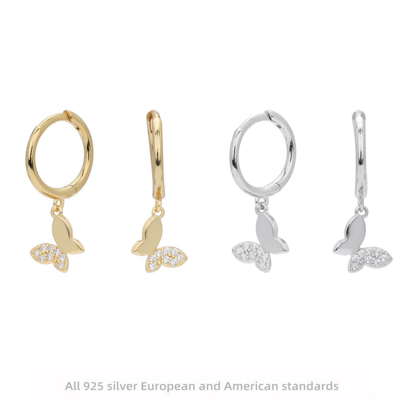 S925 Sterling Silver Butterfly Earring Animal Pattern Elegant And Fashionable For Women