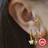 S925 Sterling Silver Butterfly Geometric Electroplated Real Gold Plated Earrings For Women