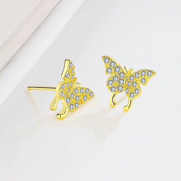 S925 Sterling Silver Butterfly Geometry Earrings With Electroplated Retro Elegant Minimalist Design For Women