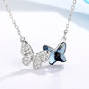 S925 Sterling Silver Butterfly Pendant Necklace With Crystal Inlay Electroplated Cross Chain Elegant Simple Clavicle Necklace For Women