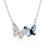 S925 Sterling Silver Butterfly Pendant Necklace With Crystal Inlay Electroplated Cross Chain Elegant Simple Clavicle Necklace For Women