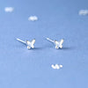 S925 Sterling Silver Butterfly Stud Earrings For Women Sweet Minimalist Polished Small Earrings