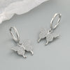 S925 Sterling Silver Butterfly Stud Earrings With Electroplated Geometric Design For Women