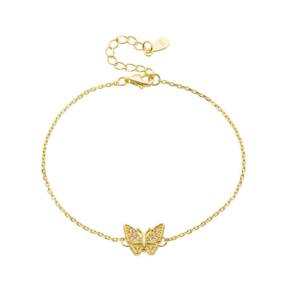 S925 Sterling Silver Butterfly Zircon Women's Light Luxury Elegant Hand Jewelry