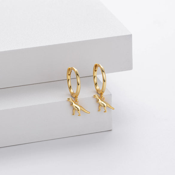 S925 Sterling Silver Cartoon Three Dimensional Dinosaur Earrings Electroplated For Women With Animal Pattern