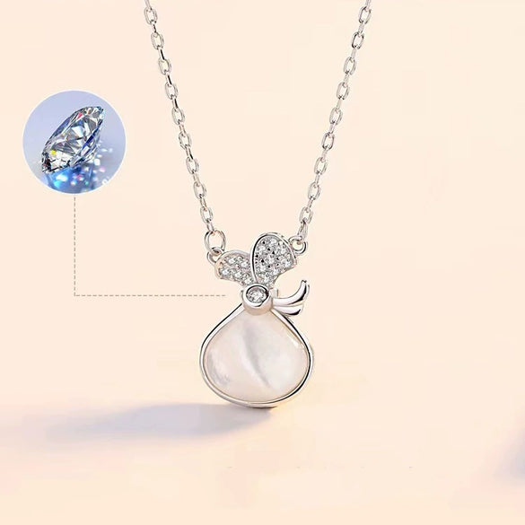 S925 Sterling Silver Chalcedony Pocket Pendant Necklace For Women Retro Geometric Electroplated Clavicle Chain Light Luxury Jewelry