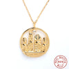 S925 Sterling Silver City Architecture Pendant Women's Collarbone Necklace With Geometric Design And Electroplating