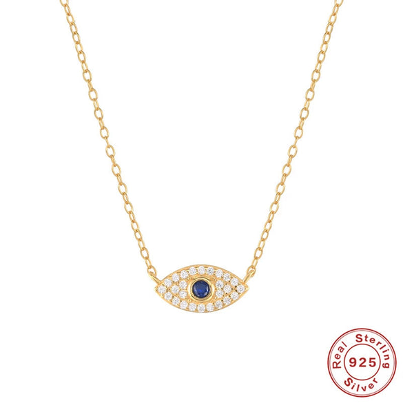 S925 Sterling Silver Classic Blue Eyes Diamond Devil's Eye Pendant Clavicle Necklace With Geometric Design And Environmental Protection Electroplating
