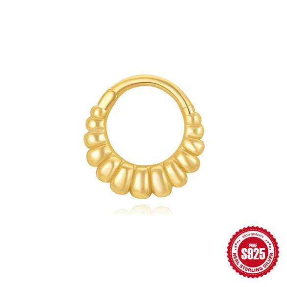 S925 Sterling Silver Classic Geometric Rectangular Single Row Diamond Nose Ring Earbone Ring With Environmentally Friendly Plating For Unisex