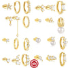 S925 Sterling Silver Classic Pearl Petal Zircon All Match Women's Earrings With Geometric Pattern And Electroplating