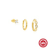 S925 Sterling Silver Classic Pearl Petal Zircon All Match Women's Earrings With Geometric Pattern And Electroplating