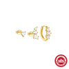 S925 Sterling Silver Classic Pearl Petal Zircon All Match Women's Earrings With Geometric Pattern And Electroplating