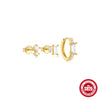 S925 Sterling Silver Classic Pearl Petal Zircon All Match Women's Earrings With Geometric Pattern And Electroplating