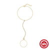 S925 Sterling Silver Claw Set Tassel Chain Geometric Ring Bracelet With Electroplating And Real Gold Plating