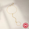 S925 Sterling Silver Claw Set Tassel Chain Geometric Ring Bracelet With Electroplating And Real Gold Plating