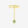 S925 Sterling Silver Clover Pendant Ring With Irregular Stacked Design Adjustable Chain Pull Geometric Style Platinum And 18K Gold Electroplated