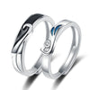 S925 Sterling Silver Couple Rings Minimal Geometric Phoenix Design Adjustable Open Band Electroplated Ring Set For Men And Women