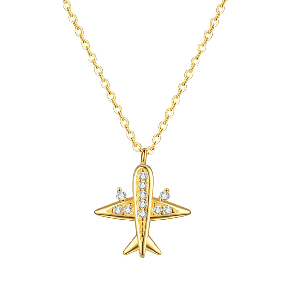 S925 Sterling Silver Creative Aircraft Necklace Jewelry
