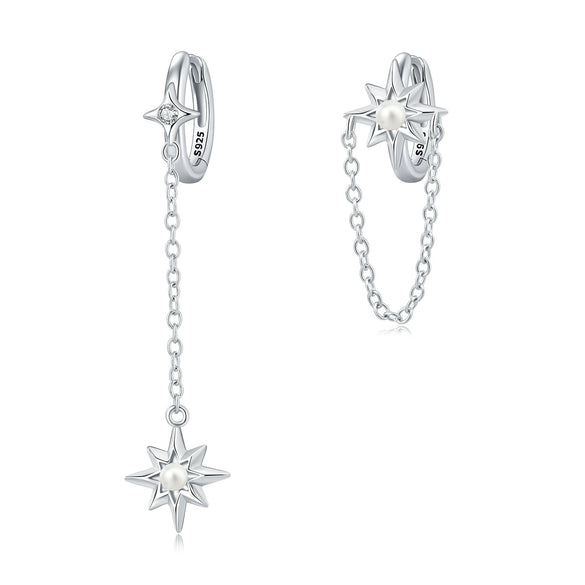 S925 Sterling Silver Cross And Heart Shape Electroplated Women's Earrings