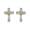S925 Sterling Silver Cross And Heart Shape Electroplated Women's Earrings