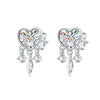 S925 Sterling Silver Cross And Heart Shape Electroplated Women's Earrings