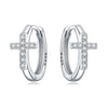 S925 Sterling Silver Cross And Heart Shape Electroplated Women's Earrings