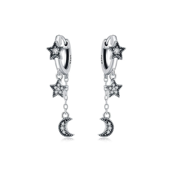 S925 Sterling Silver Cross And Heart Shape Electroplated Women's Earrings