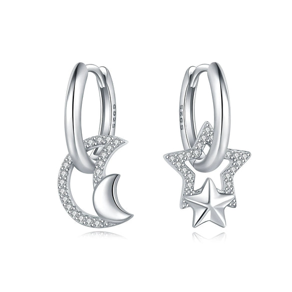S925 Sterling Silver Cross And Heart Shape Electroplated Women's Earrings