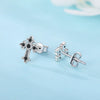 S925 Sterling Silver Cross And Heart Shape Electroplated Women's Earrings