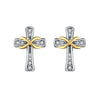 S925 Sterling Silver Cross And Heart Shape Electroplated Women's Earrings