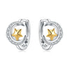 S925 Sterling Silver Cross And Heart Shape Electroplated Women's Earrings