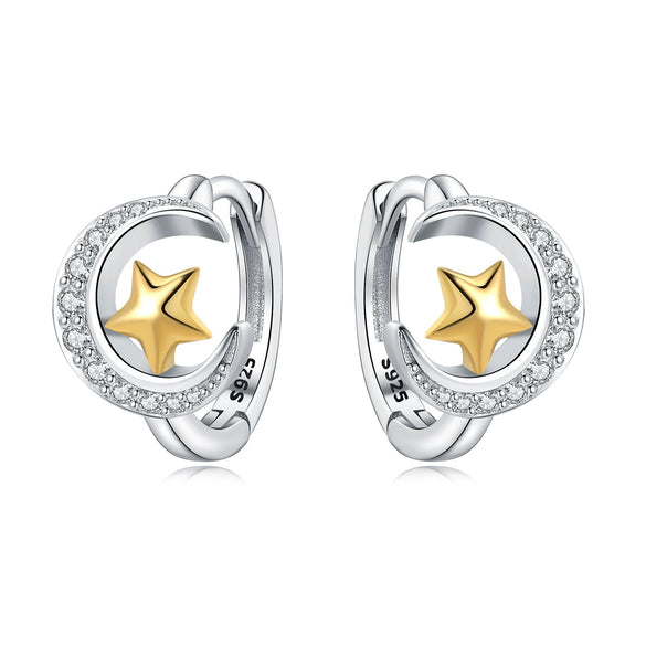 S925 Sterling Silver Cross And Heart Shape Electroplated Women's Earrings