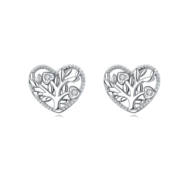 S925 Sterling Silver Cross And Heart Shape Electroplated Women's Earrings