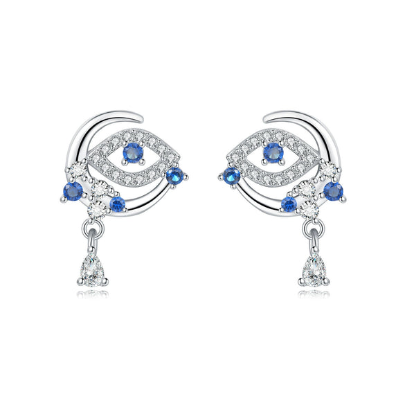 S925 Sterling Silver Cross And Heart Shape Electroplated Women's Earrings